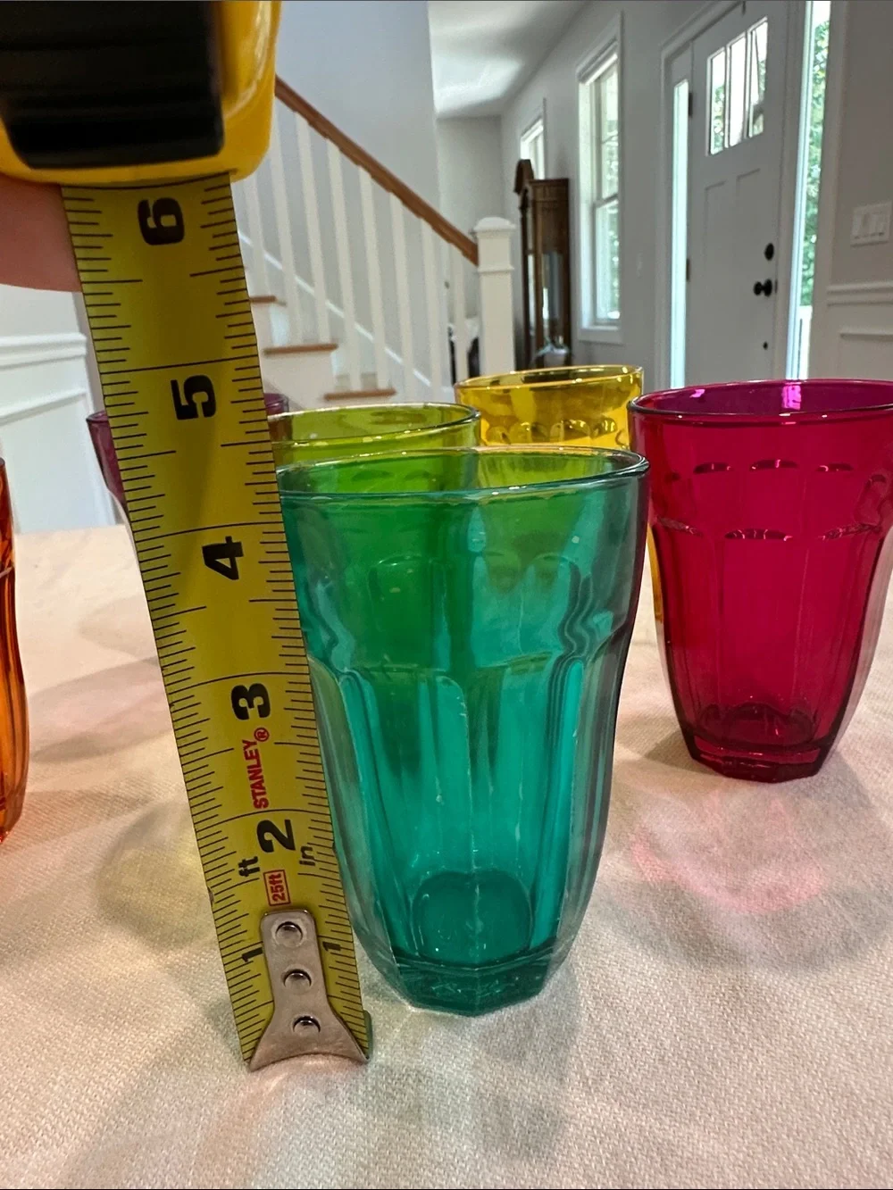 Set of 6 Vintage Multi Jewel Tone Color Pasabahce Palaks Glasses Cups Glass